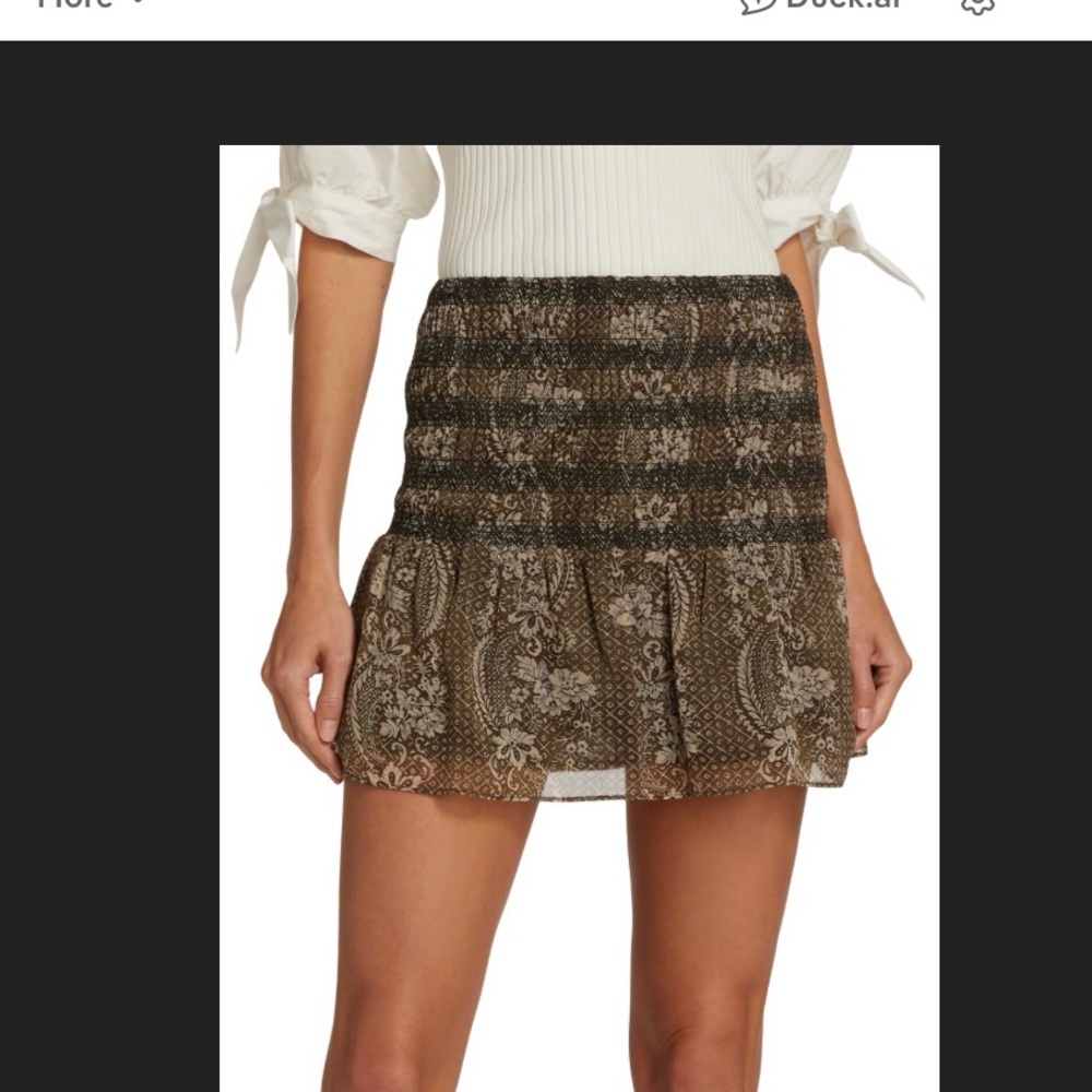 En Saison Teyanna  Smocked Lined Top Mini Skirt Size L NWT